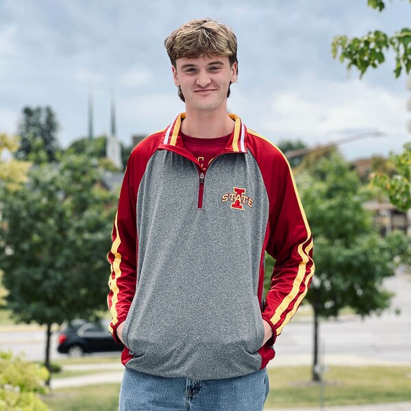 GIII I-State Gray & Cardinal 1/2-Zip Pullover Sweatshirt